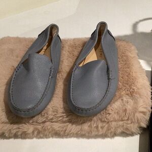 Elegant Blue Leather Loafers for Men